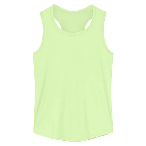 YUQIN Girls Tank Tops Summer Athletic Shirts Sleeveless Racerback Workout Tops Casual Sports T-Shirts Soft Breathable Comfort Tees Children Basic Tees
