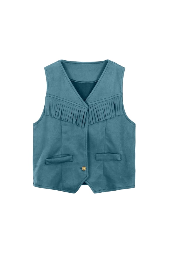 Western Fringe Vest For Kids Girls Boys Cowboy Party Performance Waistcoat Sleeveless Cowgirl Vest 60S 70S Tassels Jacket Party Tee Tshirts