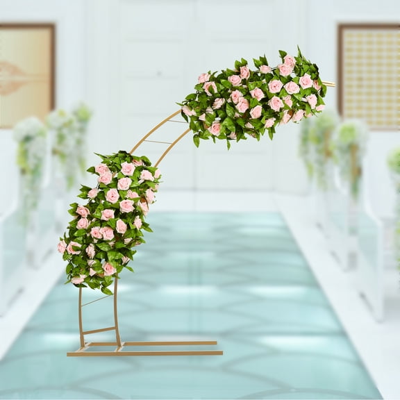 YUQXICC 6.5ft LargeGold Metal Crescent Moon Wedding Arch Stand Classic Wedding Moon Arch Stand Weddings, Birthday Parties