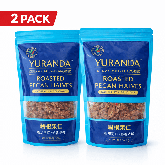 YURANDA Creamy Milk-Flavor Roasted Pecan Halves, 16 oz (454g), Sweet Roasted Snack Nuts