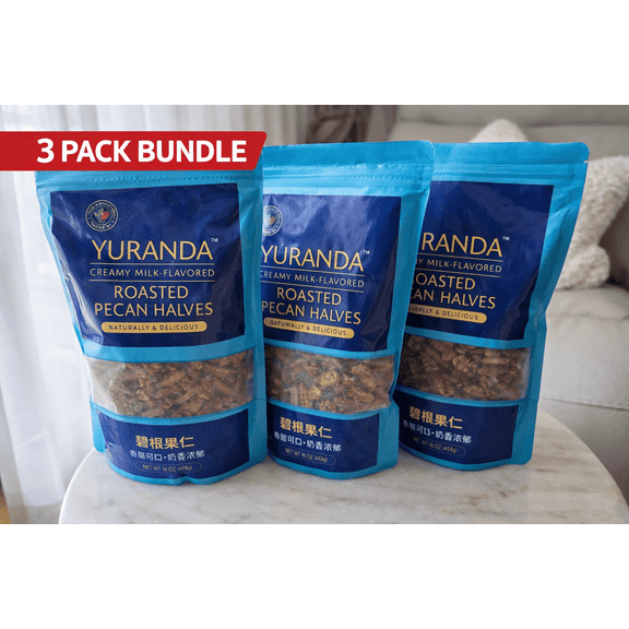 YURANDA Creamy Milk-Flavor Roasted Pecan Halves, 16 oz (454g), Sweet Roasted Snack Nuts