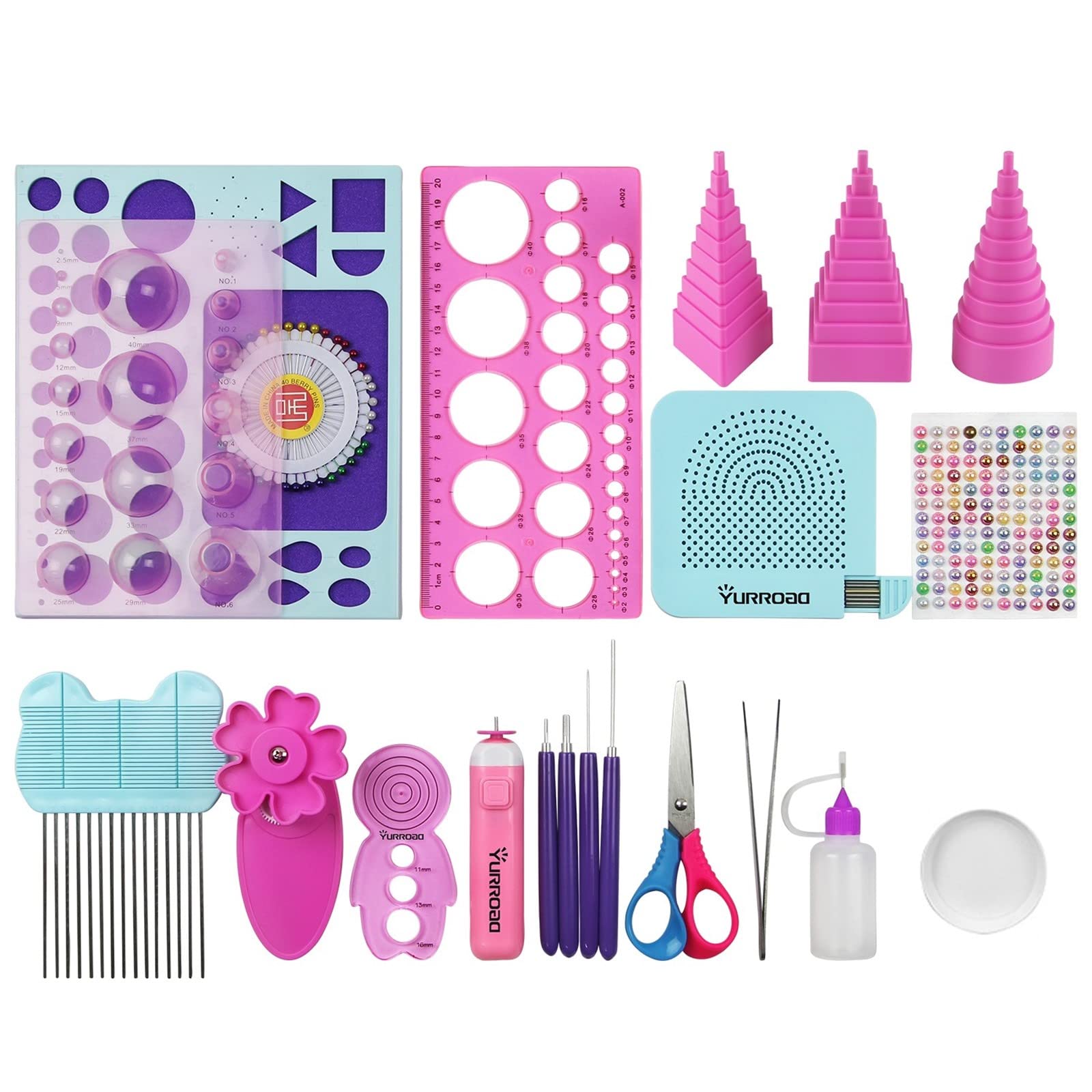 YURROAD 19pcs Beginners Quilling ESF27 Tools Kit Electric Slotted 