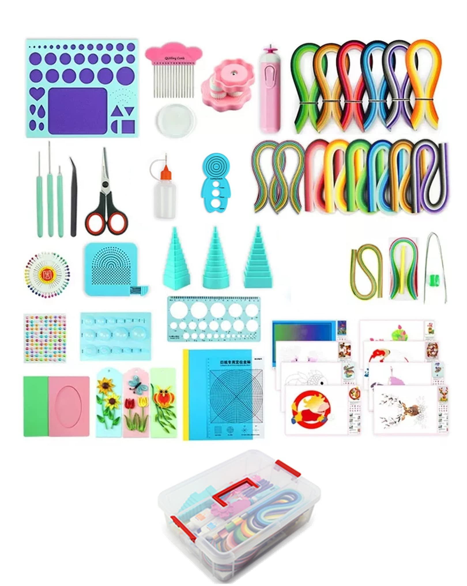 ODETOJOY 5 pièces Ensemble d'outils de papier quilling Papier à piquants Taille différente 4 aiguilles assorties 1 outil à fentes Bricolage décoratif Outils de papier quilling