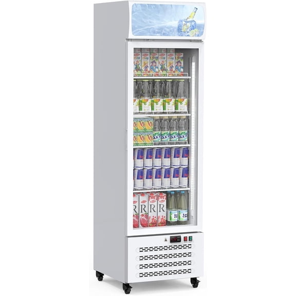 YUSAZENS 11.3 Cu.Ft Upright Commercial Display Refrigerator, Glass Door Beverage Fridge with LED Light & Adjustable Shelves for Home Restaurant Grocery Stores
