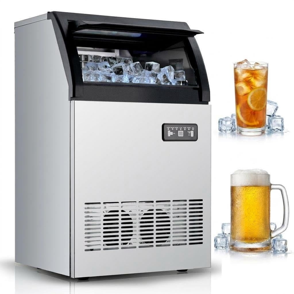 YUSAZENS 120LBS/24H Commercial Undercounter Ice Maker, Stainless Steel Ice Machine with 33LBS Storage, Self-Cleaning, 250W Ultra-Quiet Compressor, 15-Min Fast Freeze, for Home Kitchen, Bar,Restaurant