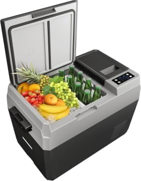 YUSAZENS 12V Car Refrigerator with APP Control, Dual DC/AC Power Portable Electric Freezer Cooler for Camping Travel Vehicles Boats Home Use