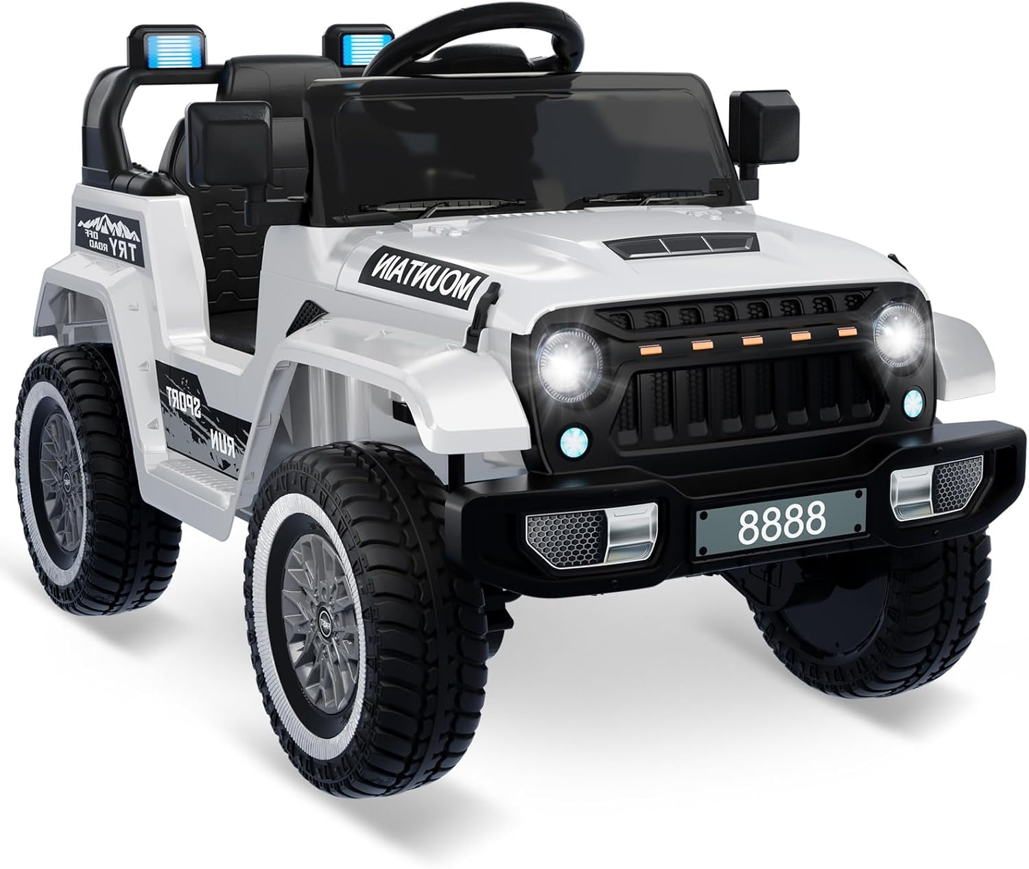 White 12V Kids Electric Ride-On Truck with Remote Control