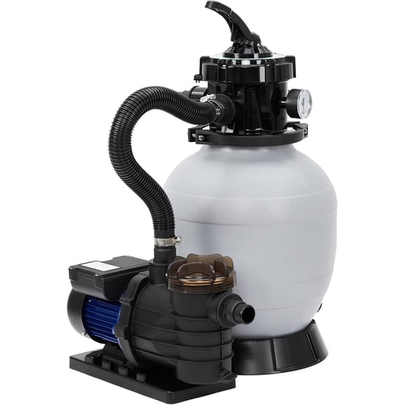 YUSAZENS 13" Sand Filter Pump with 2Lb Filter Ball, 3434GPH 3/4HP Pool Sand Filter for Above Ground & Inground Pool Up to 8500 Gallons, 6-Way Multi-Port Valve & Strainer Basket, Easy Installation