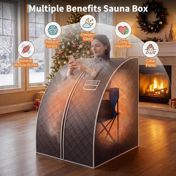YUSAZENS 2 Person Foldable Infrared Sauna Tent, Black Blue Fan Shaped 5-Layer Waterproof 600D Quilted Fabric, 1000W Fast Heating Ultrasonic Therapy Tent for Home Indoor RV Spa