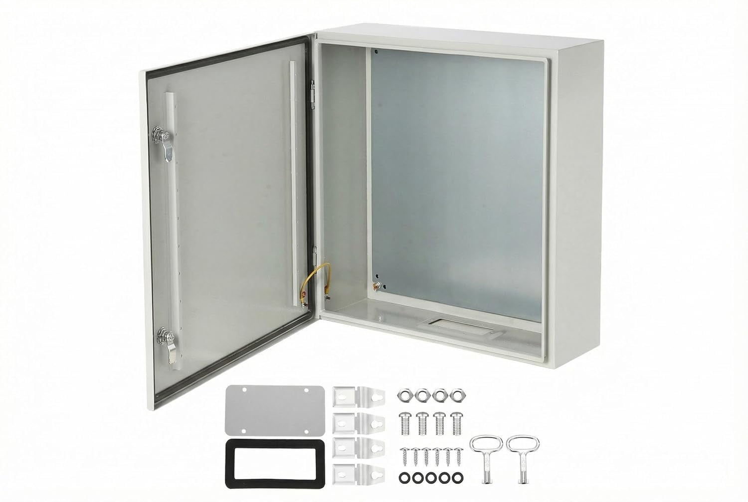YUSAZENS 24x16x10 IP66 Steel Electrical Junction Box 1.5mm Wall Cold-Rolled Construction Lockable Door with Removable Galvanized Mounting Plate Waterproof Dustproof for Industrial Power Distribution