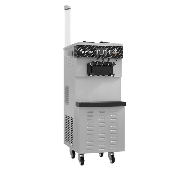 YUSAZENS 3 Flavor Commercial Soft Serve Ice Cream Machine, 5.8-8 Gal/Hour with Dual 7L Hoppers, LED Touch Panel Auto Cleaning Stainless Steel Gelato Maker for Restaurants Cafes