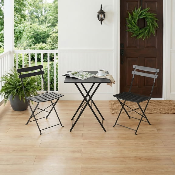 YUSAZENS 3-Piece Folding Patio Bistro Set, Table & 2 Chairs, No Assembly Required, Indoor/Outdoor Furniture for Balcony, Yard, Garden, Blue
