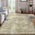 thumbnail image 1 of YUSAZENS 3'x5' Washable Area Rug, Vintage Distressed Non-Slip Carpet, Low-Pile Soft Large Throw Rug, Indoor Accent Rug for Living Room, Bedroom, Dining Room, Office, Farmhouse, Olive, 1 of 7