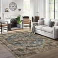 thumbnail image 1 of YUSAZENS 4'x6' Washable Area Rug, Vintage Boho Rug for Living Room, Bedroom, Dining Room, Low-Pile Non-Slip Stain-Resistant Carpet, Blue & Brown, 1 of 8