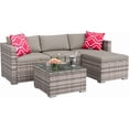 thumbnail image 1 of YUSAZENS 5 Piece gray Wicker Patio Furniture Set, L-Shaped Sectional Sofa with Cushions, Coffee Table & Red Pillows, Outdoor Seating for Backyard, Patio, Porch, Garden, 1 of 7