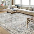 thumbnail image 1 of YUSAZENS 8'x10' Washable Area Rug, Vintage Distressed Non-Slip Carpet, Low-Pile Soft Large Throw Rug, Indoor Accent Rug for Living Room, Bedroom, Dining Room, Office, Farmhouse, Blue, 1 of 7