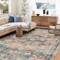 thumbnail image 1 of YUSAZENS 9'x12' Washable Area Rug, Vintage Boho Rug for Living Room, Bedroom, Dining Room, Low-Pile Non-Slip Stain-Resistant Carpet, Green & Brown, 1 of 8