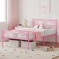 thumbnail image 1 of YUSAZENS Bed Frame, Twin Bed Frame for Girls, Metal Platform Bed with Headboard and Footboard, Steel Slat Support, Noise-Free Mattress Foundation with Under-Bed Storage, No Box Spring Needed, Pink, 1 of 8