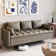 thumbnail image 1 of YUSAZENS Faux Leather Sofa Couch 60" W 3 Seater Sofas with Button Tufted Design and Hand Stitched, Heavy Duty Foundation with Gold Metal Legs, Lift-Up Storage and Bolster Pillows in, Dark Brown, 1 of 12