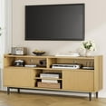 thumbnail image 1 of YUSAZENS Fluted TV Stand for 70-Inch TV, Boho Entertainment Center with Sliding Doors & Adjustable Shelves, Wooden Media Console, 1 of 7