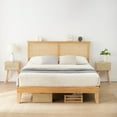 thumbnail image 1 of IdealHouse Full Size Bohemian Platform Bed Frame with Rattan Storage Headboard, Adjustable LED Lights, Solid Wood Support, No Box Spring Needed, Noise-Free, 1 of 8