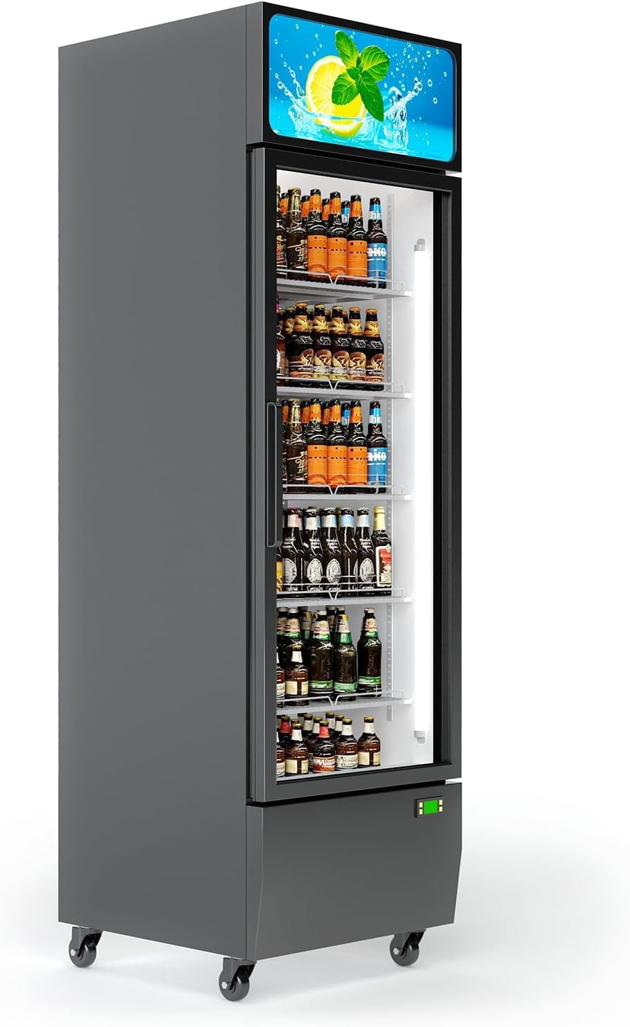 YUSAZENS Glass Door Beverage Cooler with LED Interior Lighting ...