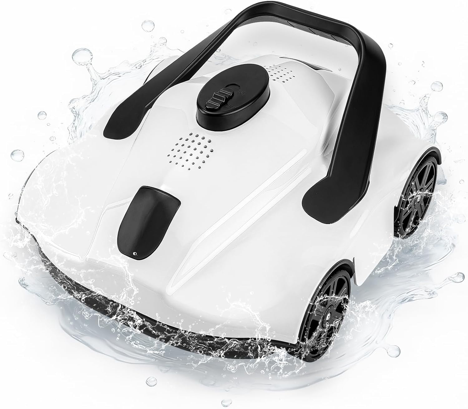 YUSAZENS White Wireless Robotic Pool Cleaner 130-Min Runtime, Self-Parking Powerful Suction Efficient Filtration, Lightweight Portable for Flat Pool Floors up to 860 Sq.Ft 8.8ft Deep