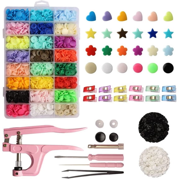 YUSBUTON Polygon snap kit with snap Pliers, 473pcs T5 snap kit for DIY and Sewin
