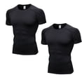 thumbnail image 1 of YUSHOW 2 Pack Mens Compression Shirts Short Sleeve Athletic Cool Dry Workout T Shirt Size L, 1 of 5