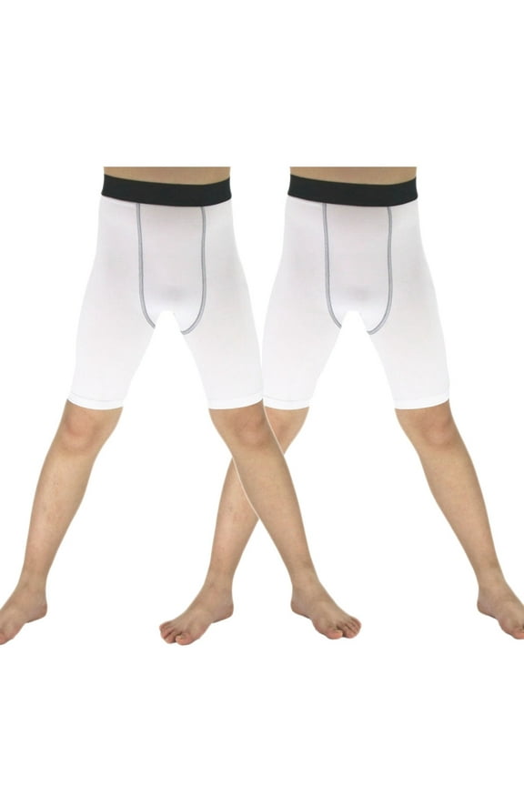 2 Pack Youth Boys Soccer Running Shorts Sports Athletic Compression Short Leggings/Tights for Girls