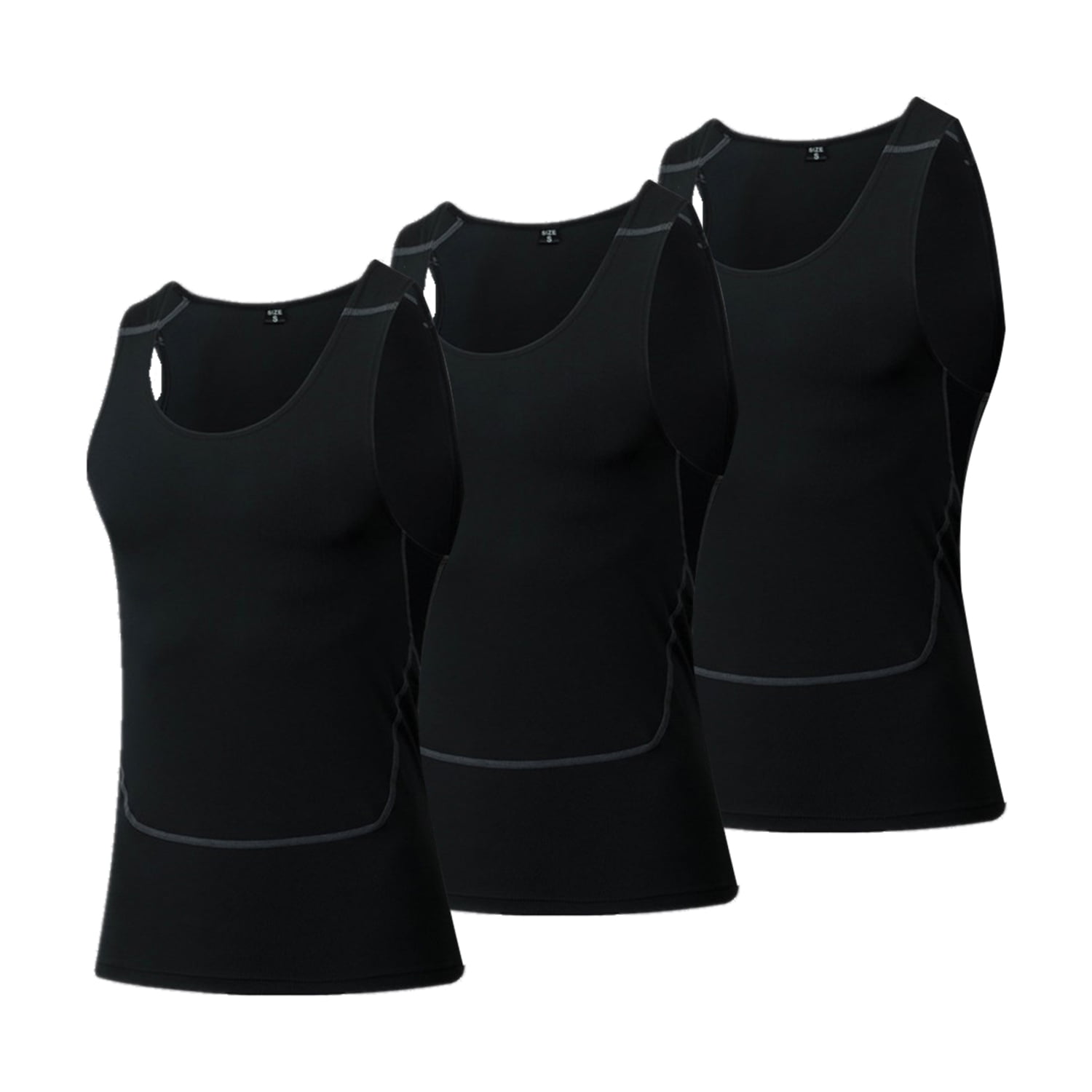 YUSHOW 3 Pack Mens Athletic Compression Shirts Sleeveless Quick Dry