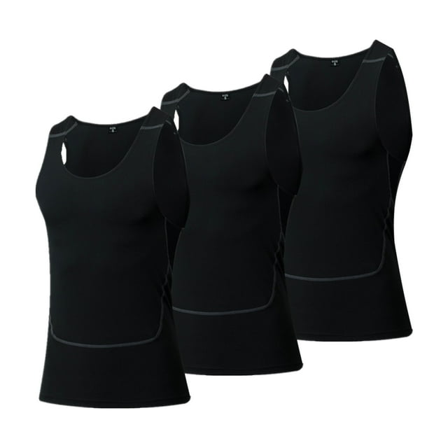 YUSHOW 3 Pack Mens Athletic Compression Shirts Sleeveless Quick Dry