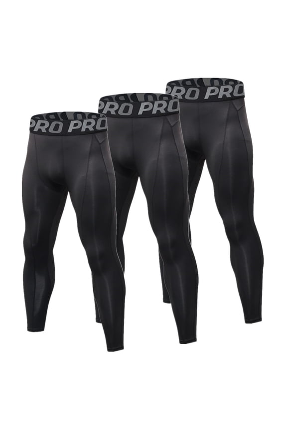 3 Pack Mens Tights Cool Dry Compression Leggings for Men Base Layer Bottom for Sports and Gym L