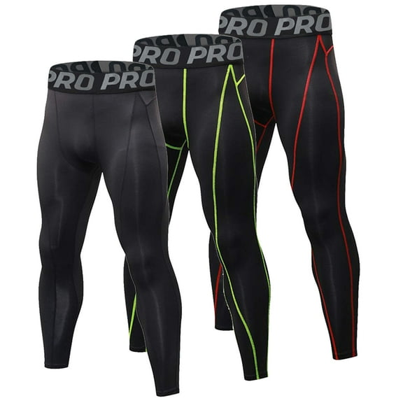 YUSHOW 3 Pack Mens Tights Cool Dry Compression Leggings for Men Base Layer Bottom for Sports and Gym L