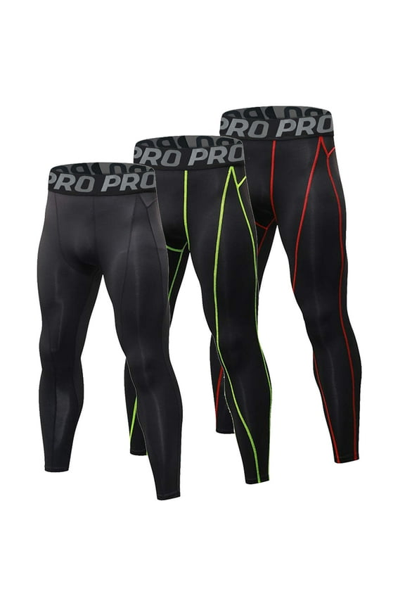 3 Pack Mens Tights Cool Dry Compression Leggings for Men Base Layer Bottom for Sports and Gym L