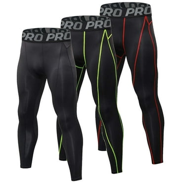 YUSHOW 3 Pack Mens Tights Cool Dry Compression Leggings for Men Base Layer Bottom for Sports and Gym L