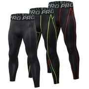 YUSHOW 3 Pack Mens Tights Cool Dry Compression Leggings for Men Base Layer Bottom for Sports and Gym M