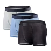 YUSHOW 3 Pack Mens Silk Mesh Trunks Breathable Boxer Briefs Size M