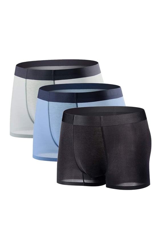 3 Pack Men's Silk Mesh Trunks Breathable Boxer Briefs Size M