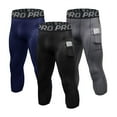 thumbnail image 1 of YUSHOW Men's 3/4 Compression Pants 3-Pack Workout Tights with Pockets Athletic Leggings for Running Large, 1 of 8