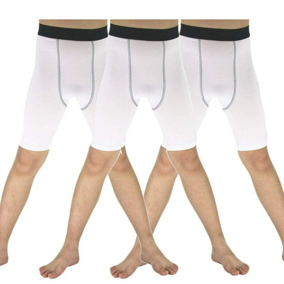 YUSHOW 3 Pack Youth Boys Soccer Running Shorts Sports Athletic Compression Short Leggings/Tights for Girls