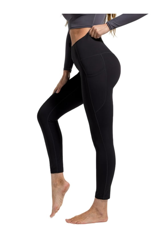 Women's High Waist Yoga Leggings with Pockets Tummy Control Workout Tights Size M