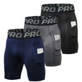thumbnail image 1 of YUSHOW Men's Compression Shorts Running Gym Yoga Athletic Workout Underwear with Pocket 3 Pack Size L, 1 of 7