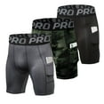 thumbnail image 1 of YUSHOW Men's Compression Shorts Running Gym Yoga Athletic Workout Underwear with Pocket 3 Pack Size L, 1 of 7