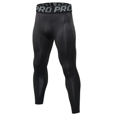 YUSHOW Men's Compression Pants Athletic Tight Mens Leggings Base Layer Bottoms for Running Workout Sports Yoga Basketball Black,L