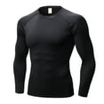 thumbnail image 1 of YUSHOW Men's Long Sleeve Compression Shirts Running Basketball Base Layer Athletic Workout Shirt Black,L, 1 of 7