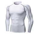thumbnail image 1 of YUSHOW Men's Long Sleeve Compression Shirts Running Basketball Base Layer Athletic Workout Shirt White,M, 1 of 7