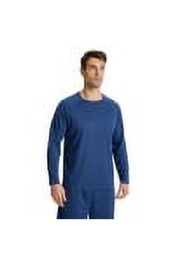 Men's Long Sleeve Running Shirts Quick Dry Tee Tops for Outdoors Workout Training Navy,L