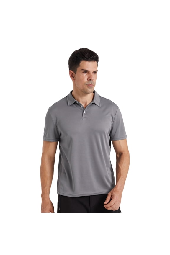 Men's Polo-Shirt Short Sleeve Performance Moisture Wicking Dry Fit Golf Shirts for Men Gray,L
