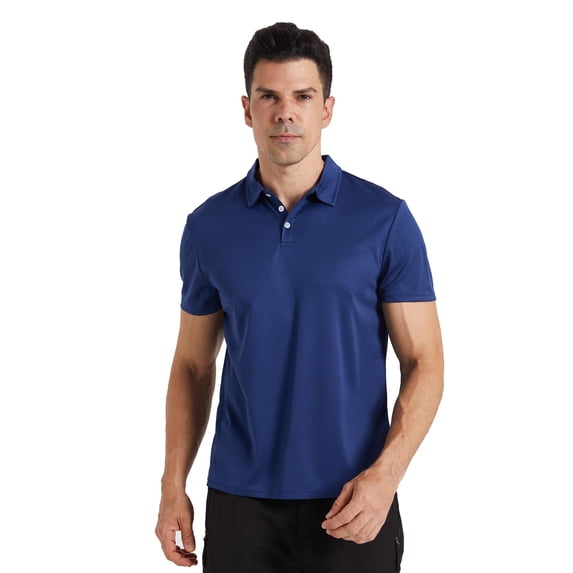 YUSHOW Men's Polo-Shirt Short Sleeve Performance Moisture Wicking Dry Fit Golf Shirts for Men Navy Blue,L
